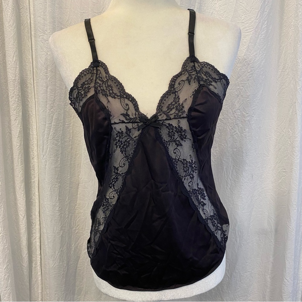 Black Semisheer Lace Cami Top Size Medium Whimsigoth Festival Grunge Lingerie